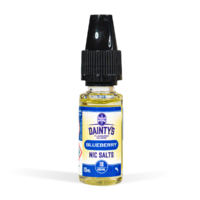 Salt Nic Blueberry, Dainty's 10ml bottle on white background