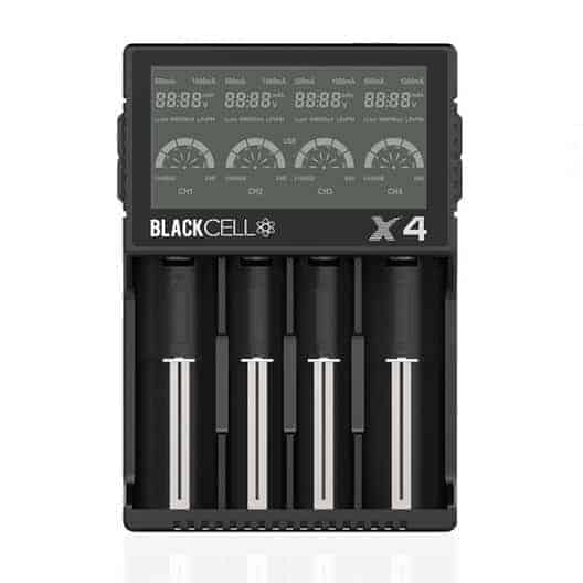 Blackcell vape external battery charger, quad bay, 18650 batteries