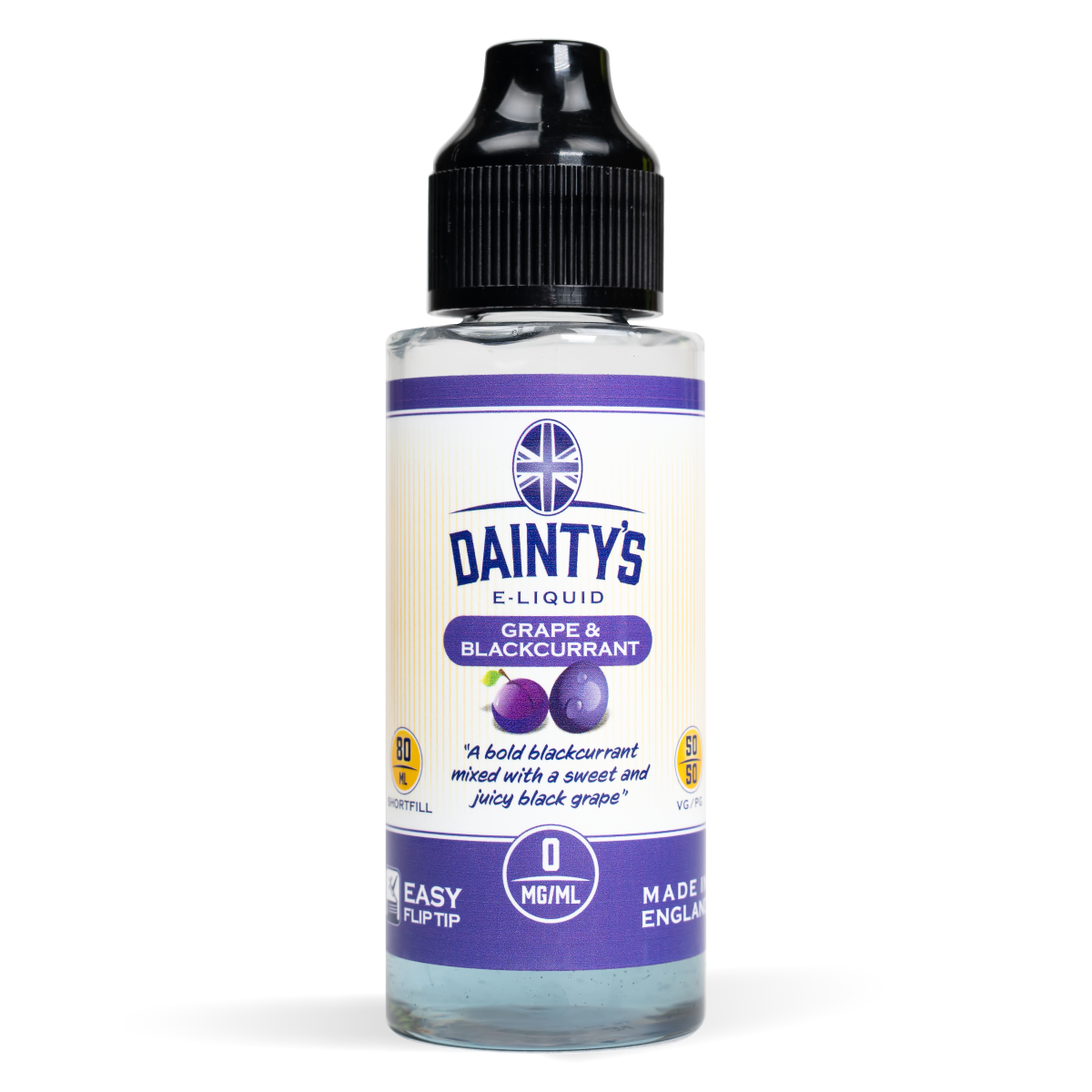 Grape & Blackcurrant Flavour Dainty's 80ml E-Liquid with 50/50 VG/PG and Zero Nicotine