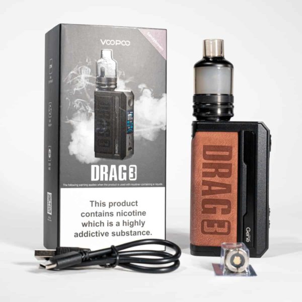 voopoo drag 3 vape mod with coil brown