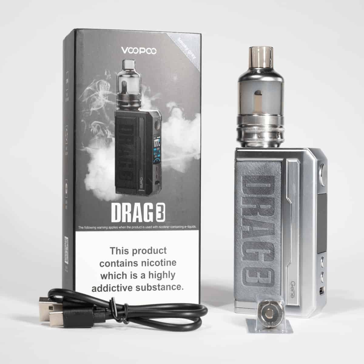 voopoo drag 3 vape mod with coil silver
