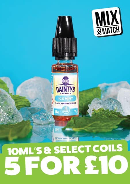 Dainty's e liquid 5 for £10 mix and match vape juice deals