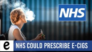 NHS could prescribe e-cigs to help smokers quit, woman vaping in image with NHS logo