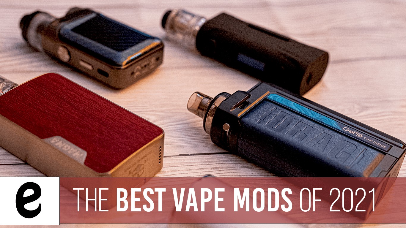best vape mods of 2021 feature image, four vape mods on a table