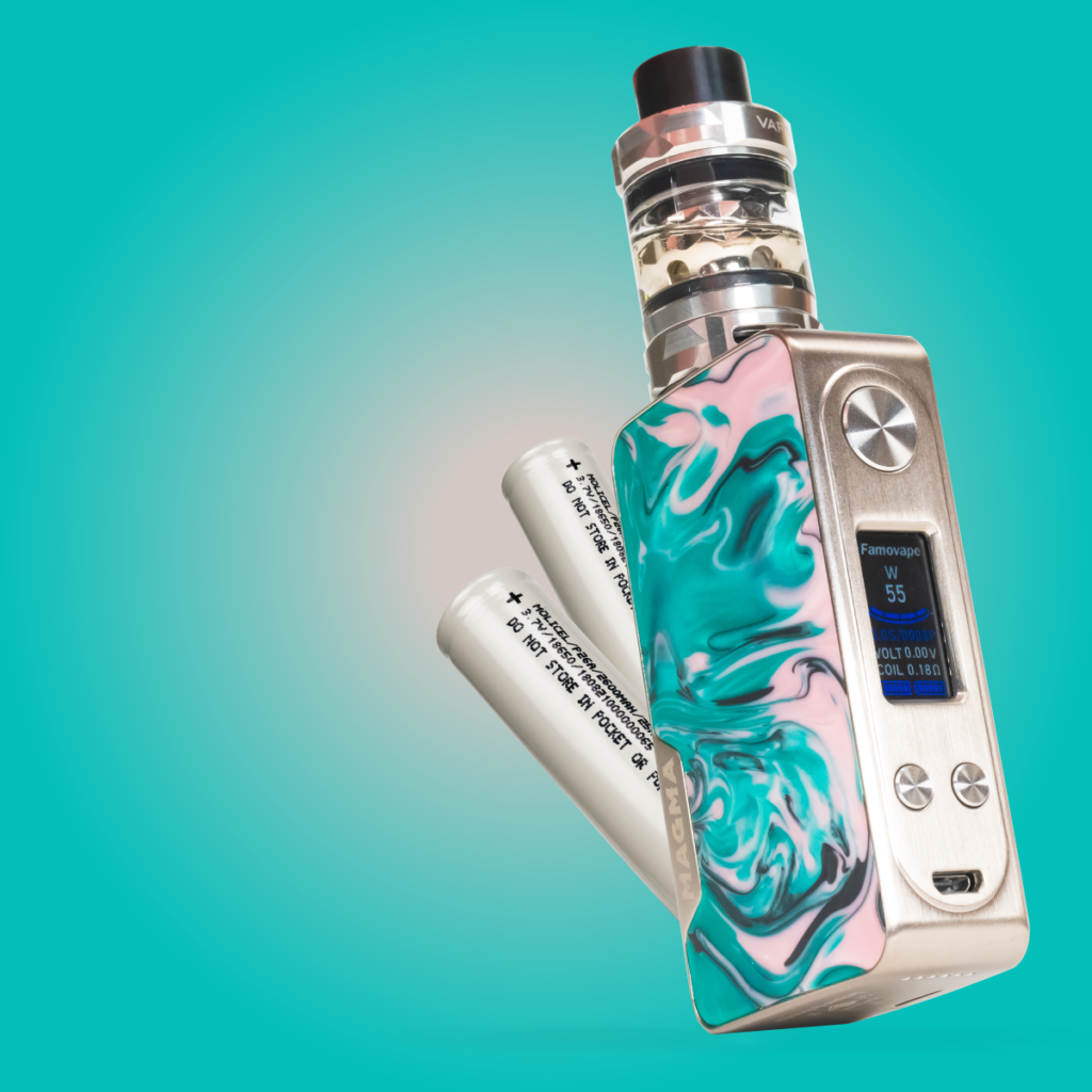 Famovape magma mod grampus tank and 2 molicel batteries