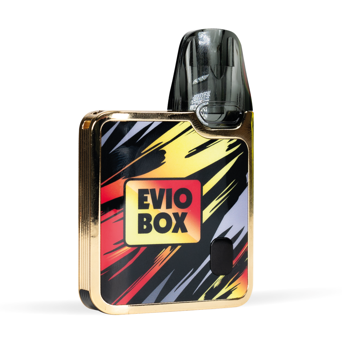 EVIO Box Pod Device Golden Flame White Background Studio Shot