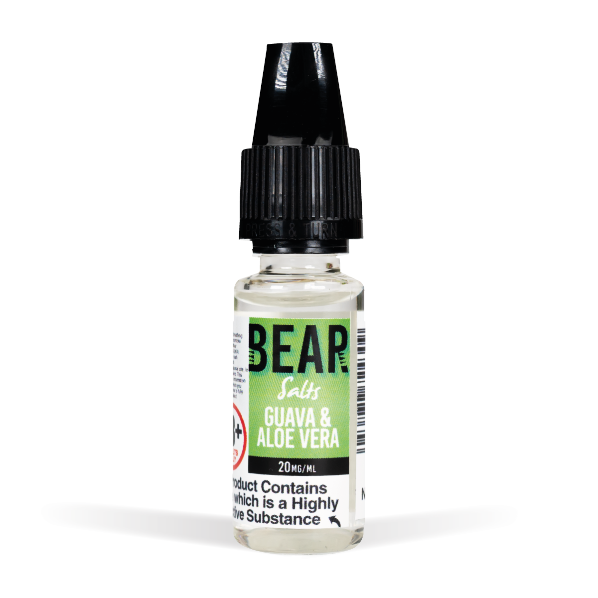 Bear Grizzly Nic Salts Range 20mg Guava & Aloe Vera White Background Studio Shot