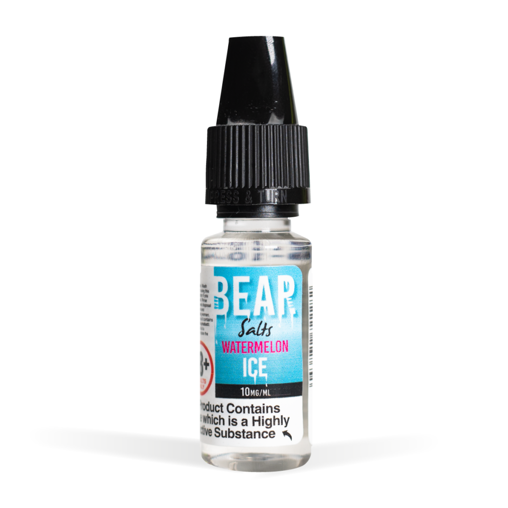 Bear Polar Nic Salts Range 10mg Watermelon Ice White Background Studio Shot