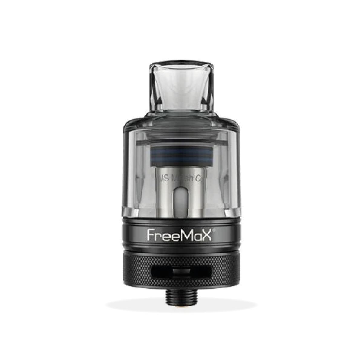 FreeMax Marvos Vape Tank DTL in Black with Mesh Coil White Background Studio Shot