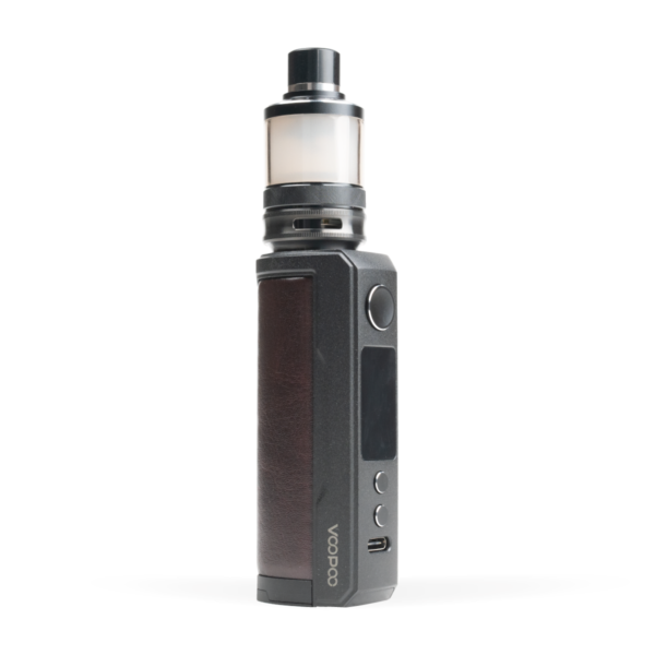 VooPoo Drag X Plus Black Coffee Button Side White Background Studio Shot