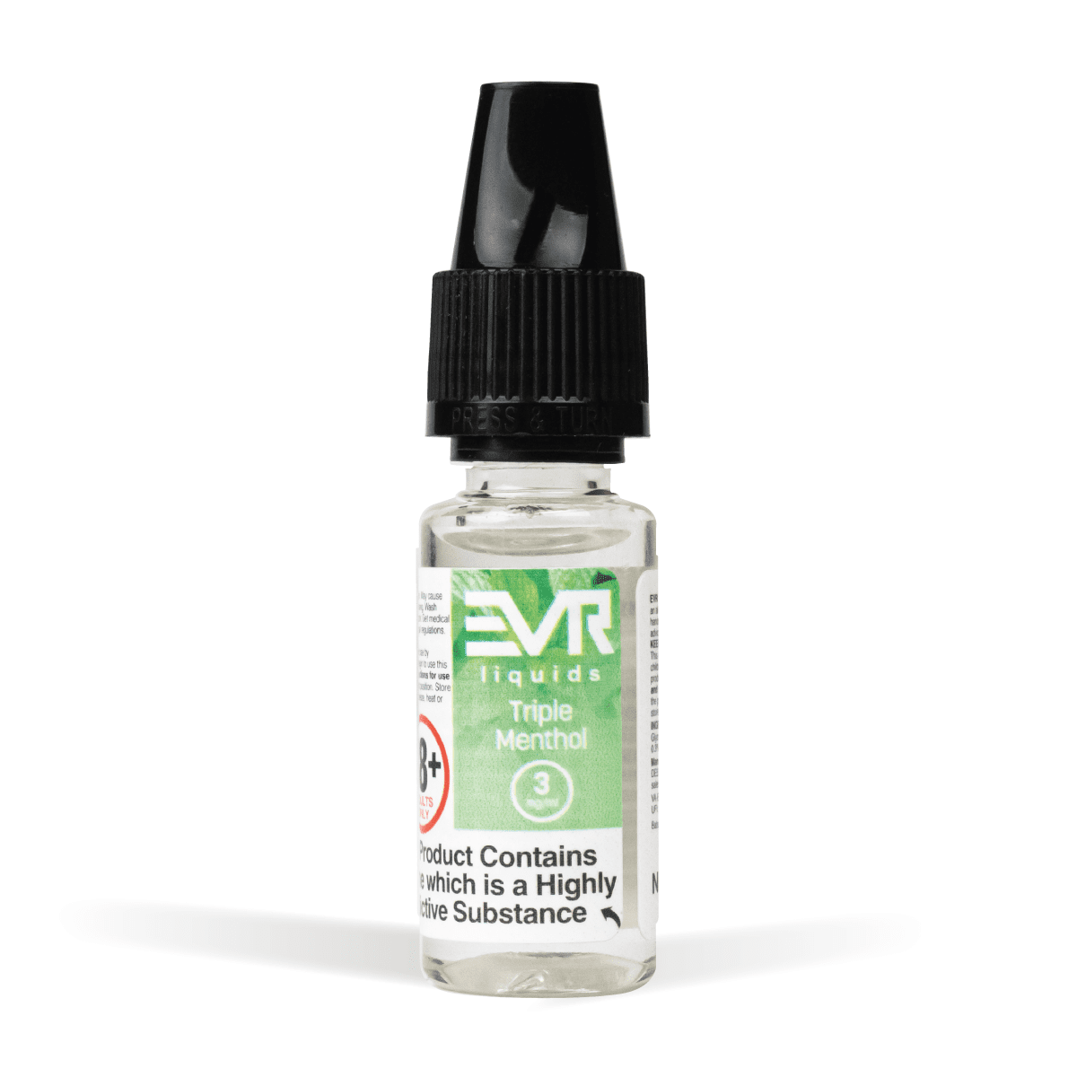 EVR Triple Gourmet Menthol E-liquid 10ml White Background Studio Shot