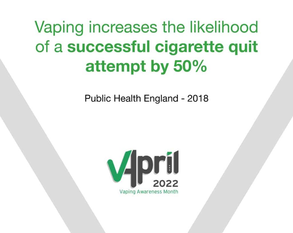 Vapril 2022 - Vaping increases the likelihood of a successful cigarette quit attempt by 50%