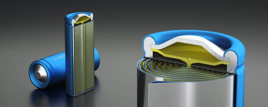 cross section of a lithium ion rechargeable external 18650 vape battery