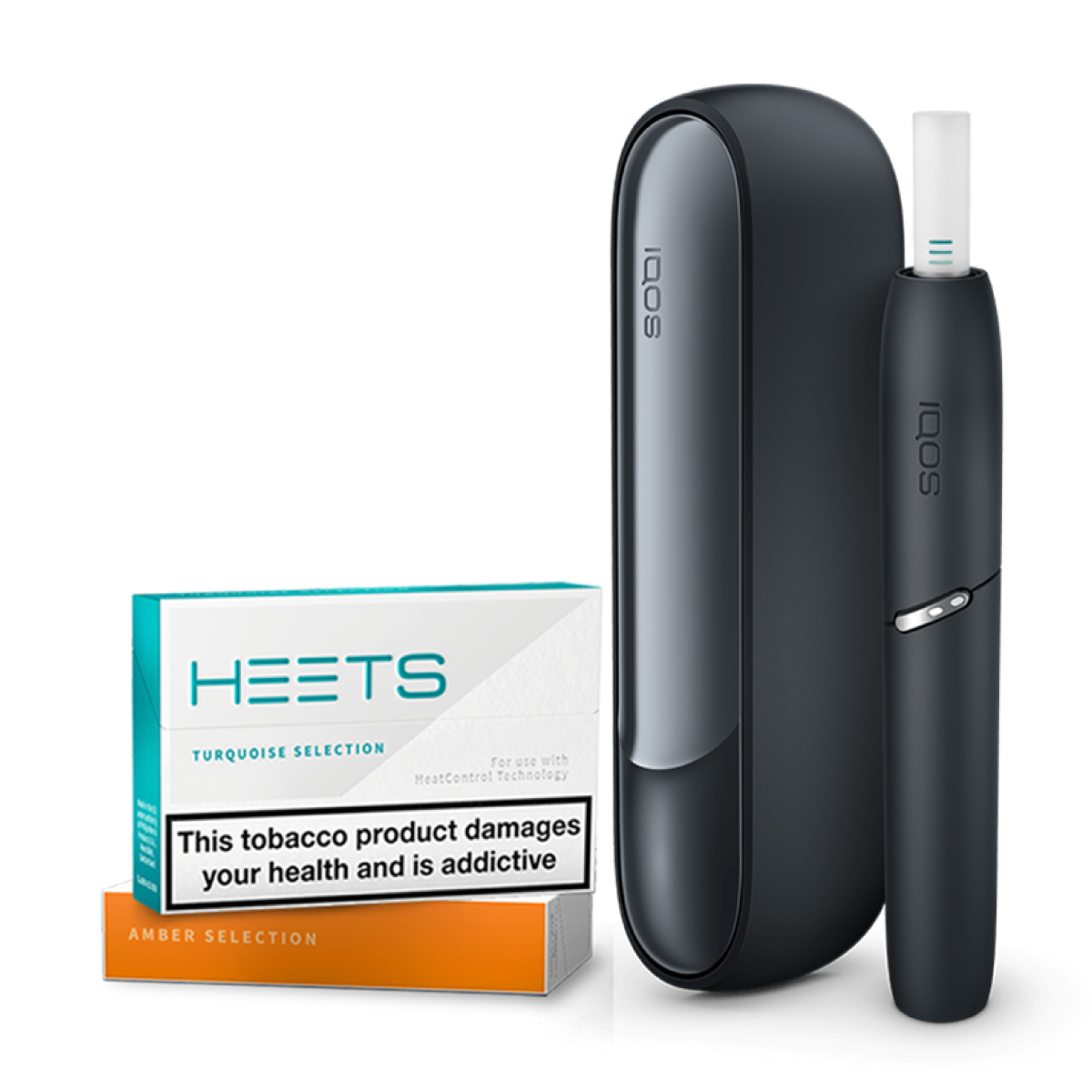 black iqos 3 duo kit with heets