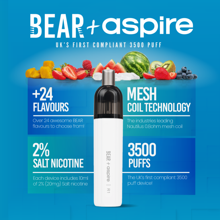 bear+aspire r1 3500 puff disposable