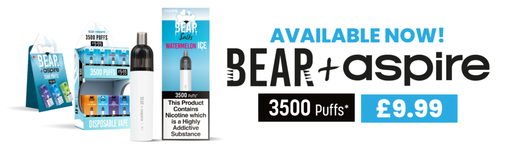 bear + aspire r1 3500 puff disposable vape