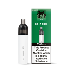 Green Apple BEAR + Aspire R1 3500 Puff Disposable Vape Studio Image