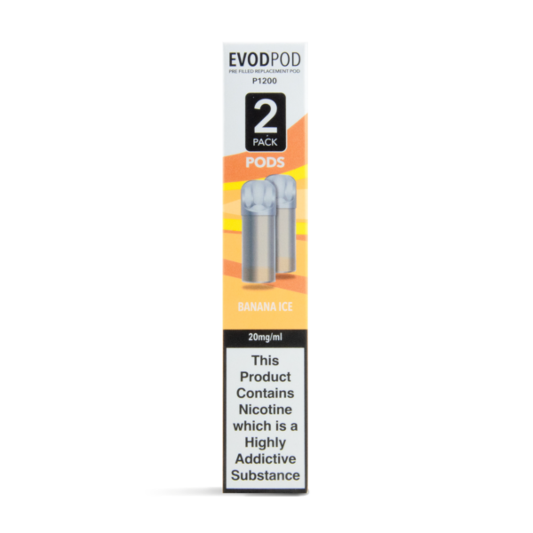 evod bar pod replacements pre-filled twin pack banana ice