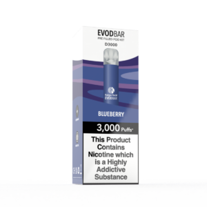 evod d3000 pre-filled vape pod kit in blueberry flavour