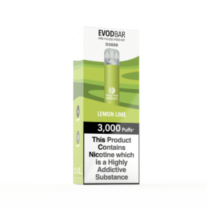 evod d3000 pre-filled vape pod kit in lemon lime flavour