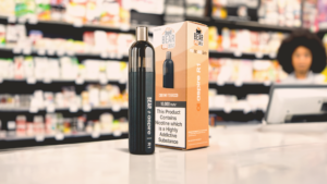 A BEAR Pro MAX vape pod kit on store counter top