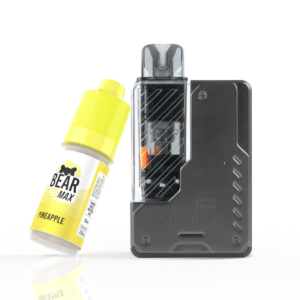 aspire gotek pro vape pod kit in gun metal grey with bear pro max nic salt
