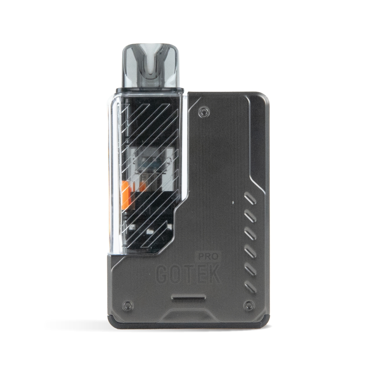 aspire gotek pro vape pod kit in gun metal grey side angle