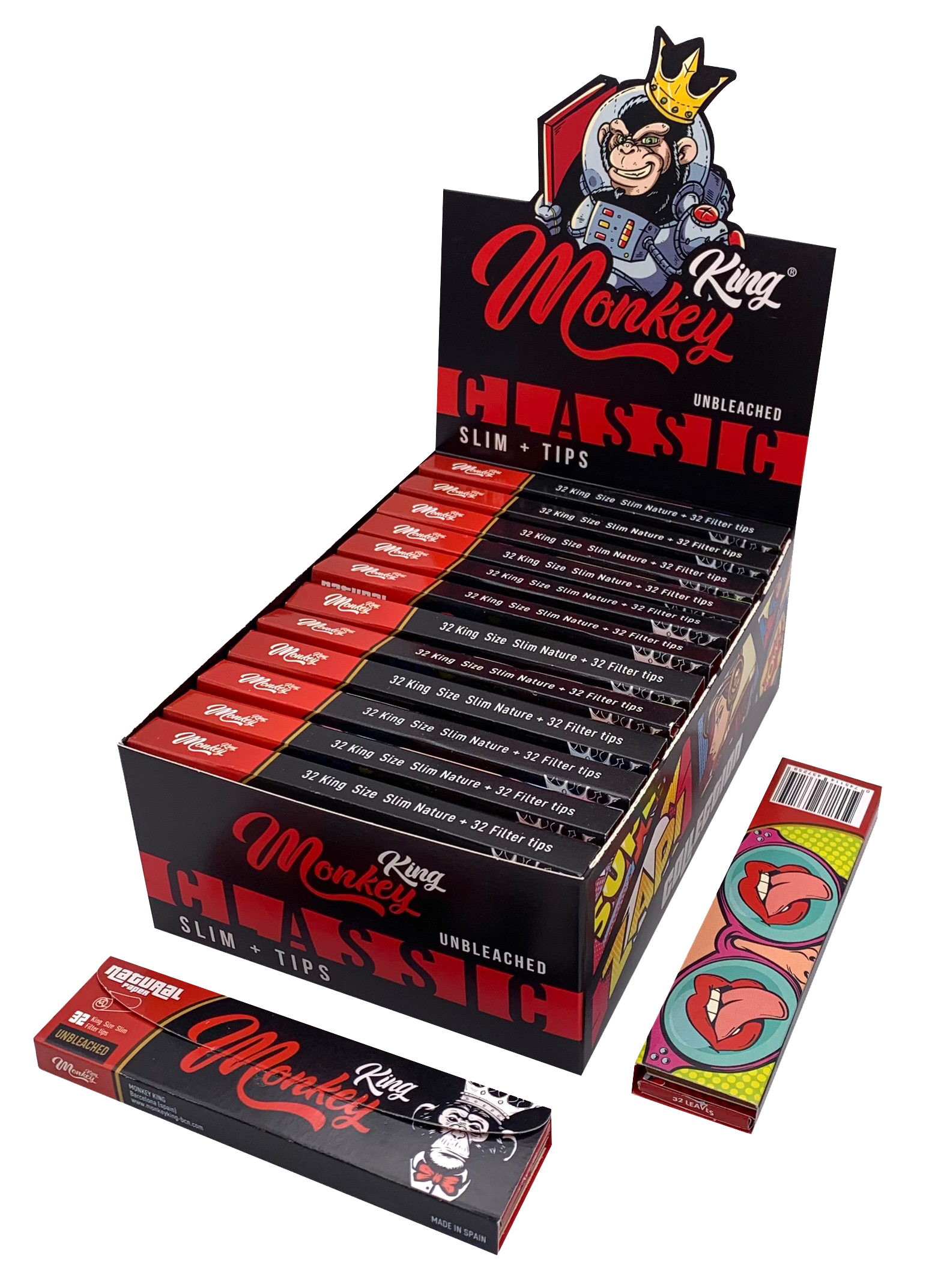 Monkey King Classic Unbleached Rolling Papers with Tips mmcpc