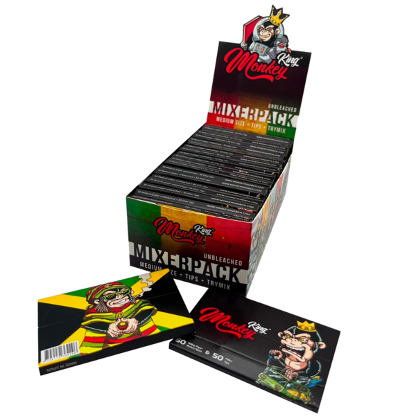 Monkey King TryMix Unbleached Papers + Tips Medium 1 1/4 msw114