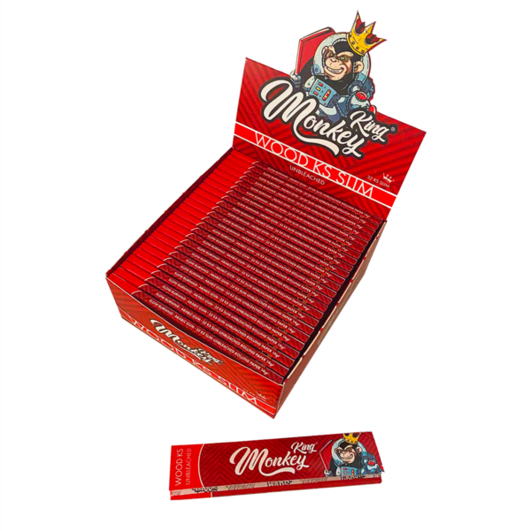 Single UK Monkey King Rolling Papers for Smoking - King Size Slim Wood Unbleached