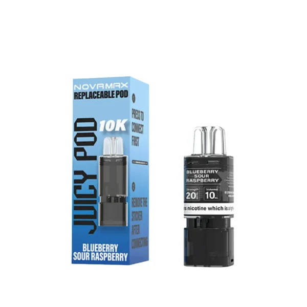juicy pod novamax 10k replacement prefilled pod cartridges blueberry sour raspberry