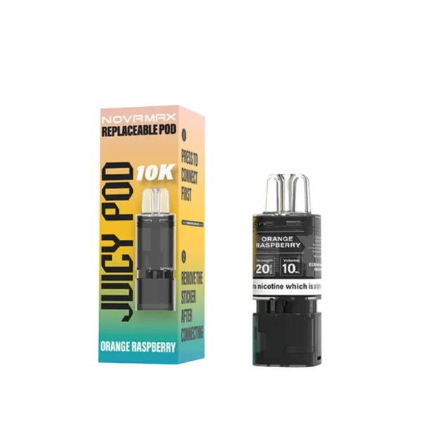juicy pod novamax 10k replacement prefilled pod cartridges orange raspberry