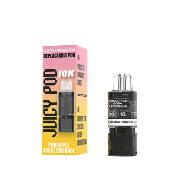 juicy pod novamax 10k replacement prefilled pod cartridges pineapple soda lemonade