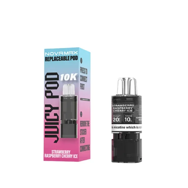 juicy pod novamax 10k replacement prefilled pod cartridges strawberry raspberry cherry ice