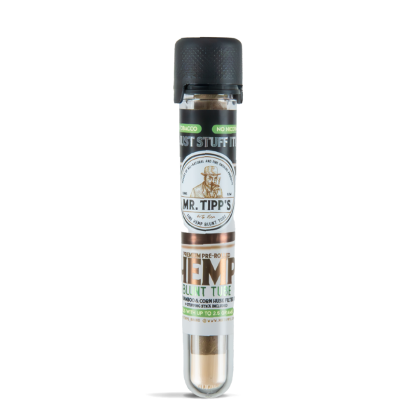 Mr Tipps Hemp Blunt Wrap Tube with Bamboo and Corn Husk Filter Tip in Tube