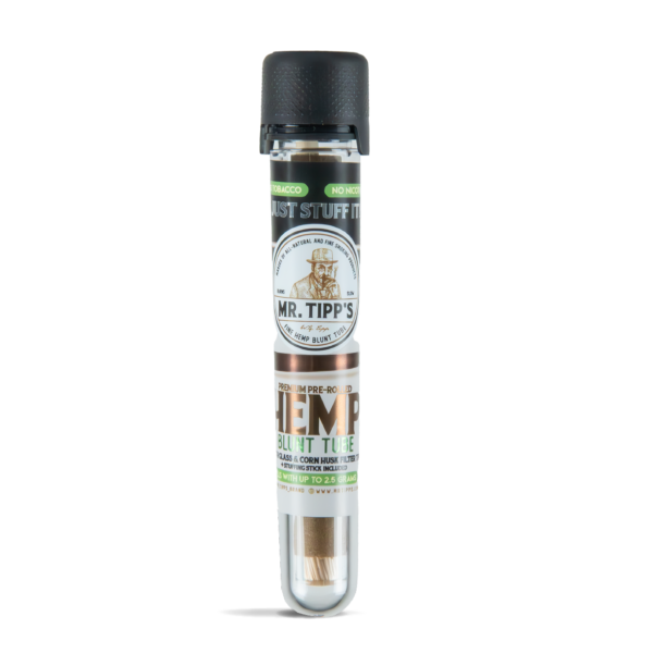 Mr Tipps Hemp Blunt Wrap Tube with Glass and Corn Husk Filter Tip in Tube