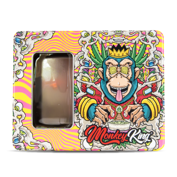 Psychedelic Monkey King Large Metal Smoking Storage Box with Window for Rolling Paraphernalia