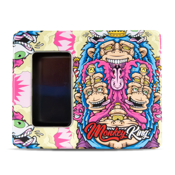 Pink Monkey King Large Metal Smoking Storage Box with Window for Rolling Paraphernalia