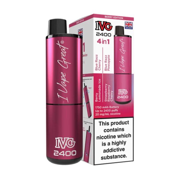 Berry Edition Flavour IVG 2400 Vape Pod Kit UK Compliant - Bulk 5 Pack