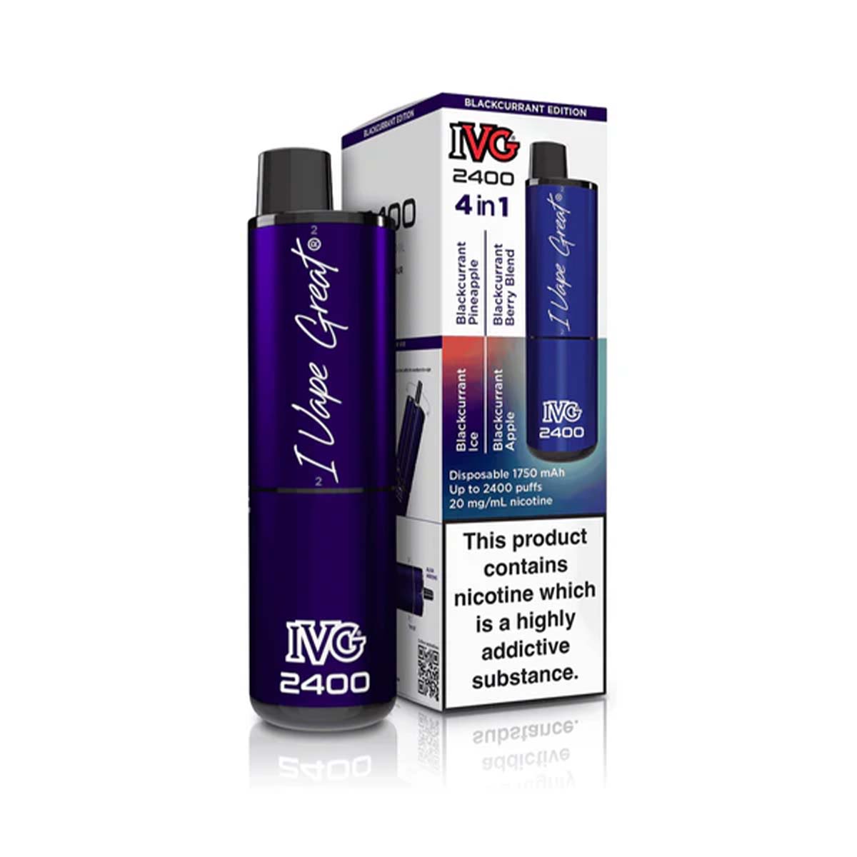 Blackcurrant Edition Flavour IVG 2400 Vape Pod Kit UK Compliant - Bulk 5 Pack