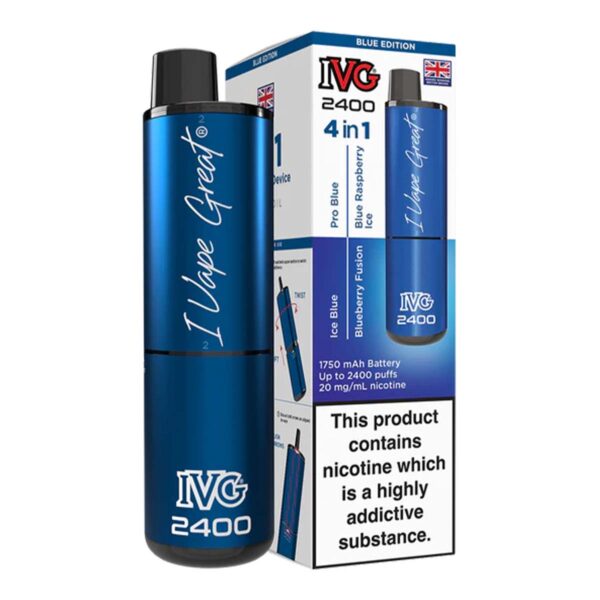 Blue Edition Flavour IVG 2400 Vape Pod Kit UK Compliant - Bulk 5 Pack