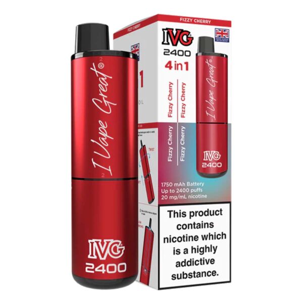Fizzy Cherry Edition Flavour IVG 2400 Vape Pod Kit UK Compliant - Bulk 5 Pack