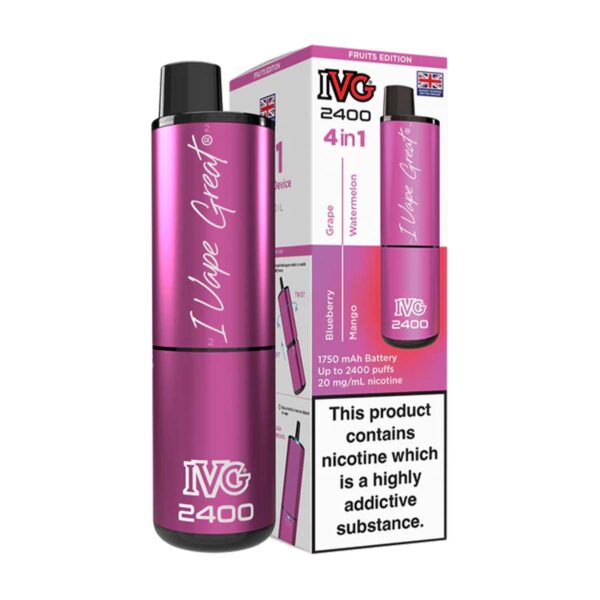 Fruits Edition Flavour IVG 2400 Vape Pod Kit UK Compliant - Bulk 5 Pack