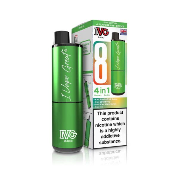 Kiwi Edition Flavour IVG 2400 Vape Pod Kit UK Compliant - Bulk 5 Pack