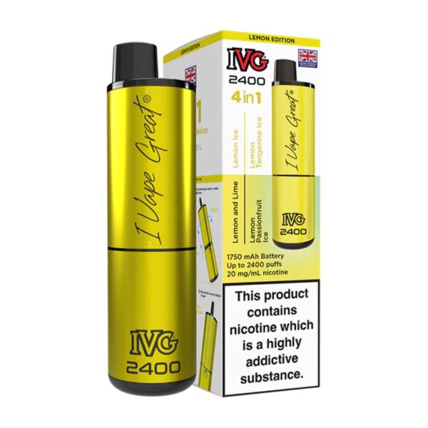 Lemon Edition Flavour IVG 2400 Vape Pod Kit UK Compliant - Bulk 5 Pack