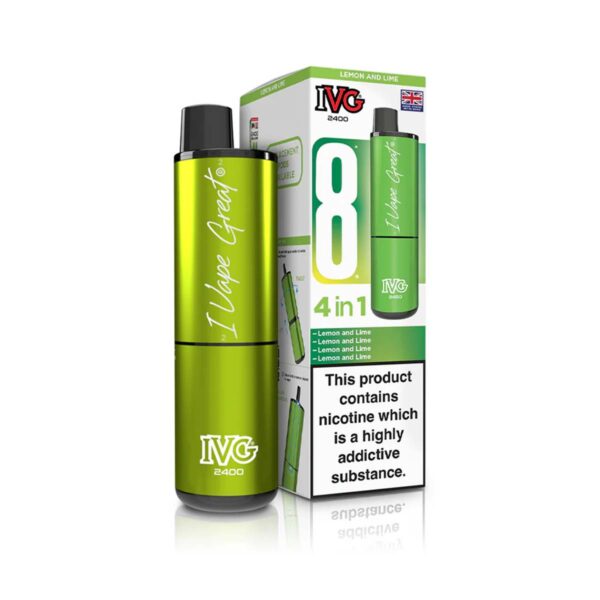 Lemon and Lime Edition Flavour IVG 2400 Vape Pod Kit UK Compliant - Bulk 5 Pack