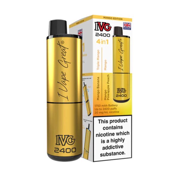 Mango Edition Flavour IVG 2400 Vape Pod Kit UK Compliant - Bulk 5 Pack