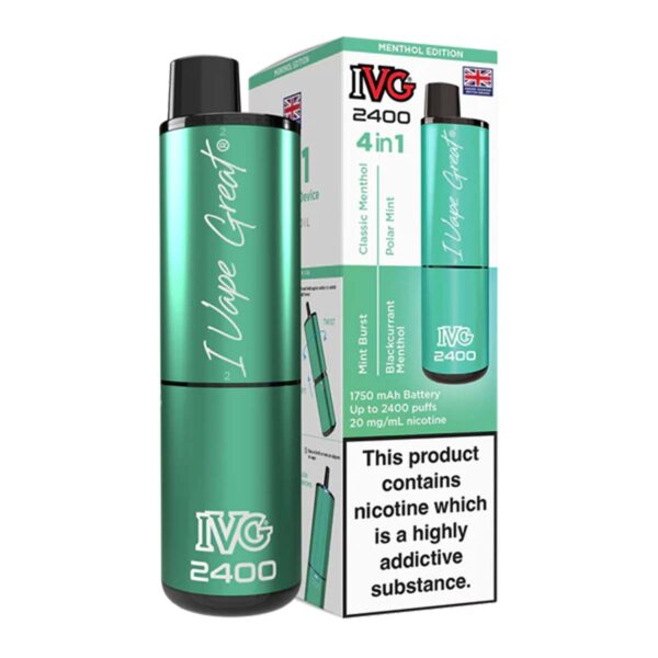 Menthol Edition Flavour IVG 2400 Vape Pod Kit UK Compliant - Bulk 5 Pack