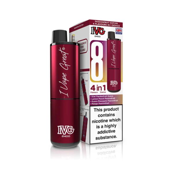 Passionfruit Edition Flavour IVG 2400 Vape Pod Kit UK Compliant - Bulk 5 Pack