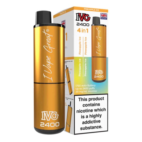 Pineapple Ice Edition Flavour IVG 2400 Vape Pod Kit UK Compliant - Bulk 5 Pack
